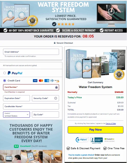 Water Freedom System order page